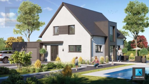 dessin 3d maison Alsace