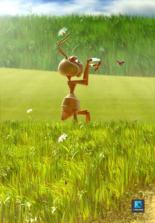 illustration 3d fourmi fourmille - personnage mascotte