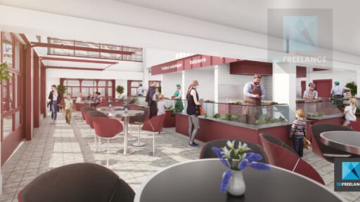 illustration maquette 3d marché