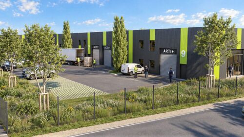 image 3d bâtiment de locaux d’activités logistique