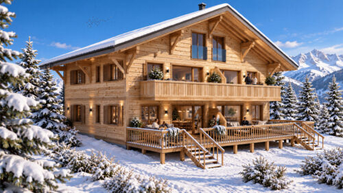 image 3d ia modélisation chalet suisse freelance