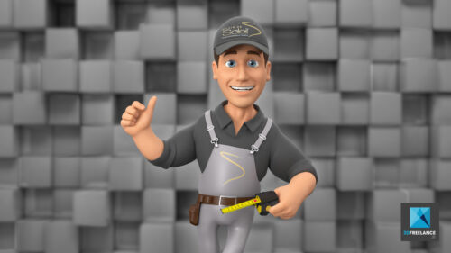 mascotte 3d ouvrier