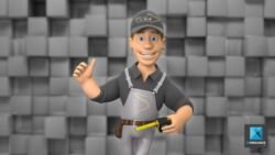 personnage 3D ouvrier - illustration