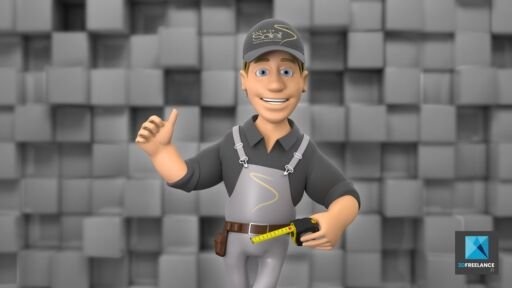 personnage 3D ouvrier - illustration
