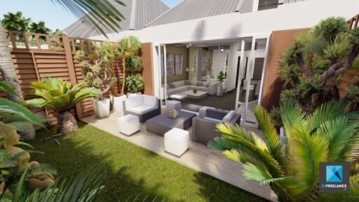 rendu 3d villa à saint Barthélemy