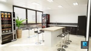 rénovation cafeteria entreprise - design d’intérieur