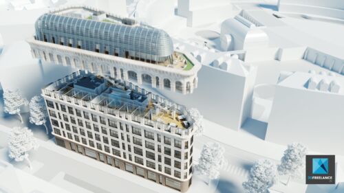 animation 3d architecture bureaux - le quatre