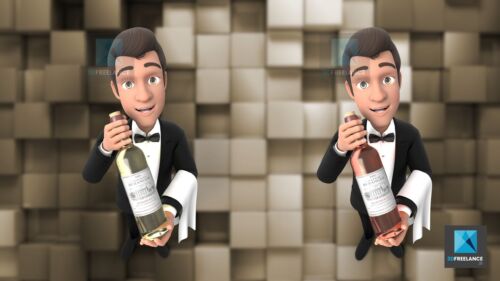 personnage sommelier - 3D wine waiter