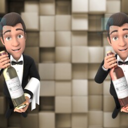 personnage sommelier - 3D wine waiter