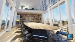 perspective 3d salle de réunion le quatre