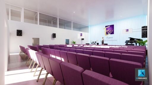 rough 3d d'une salle de concert - perspectiviste freelance