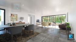 perspective 3d d'une maison à Lyon - séjour