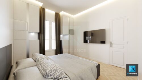 image 3d rénovation appartement - chambre 2