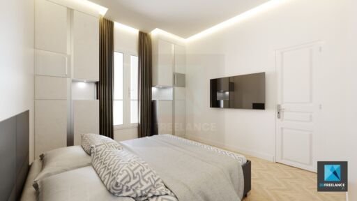 image 3d rénovation appartement - chambre 2