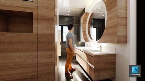 image 3d rénovation appartement - salle de bain