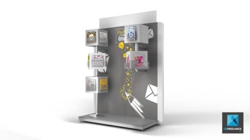 présentoir brochures - la poste - image 3d