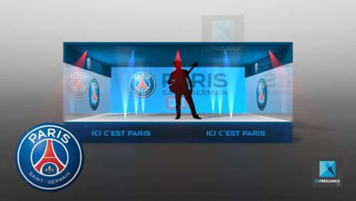 illustration 3d scene de concert PSG