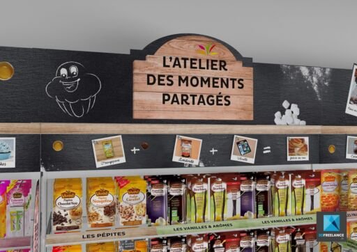 linéaire rayon produits - perspective 3d - vahiné