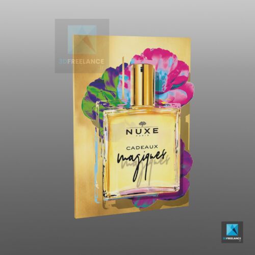 plv parfum - publicit&eacute; sur le lieu de vente - nuxe - rendu 3D