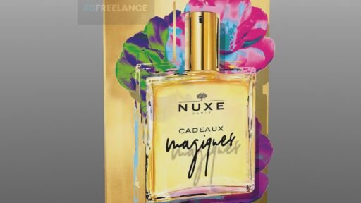 plv parfum - publicité sur le lieu de vente - nuxe - rendu 3D