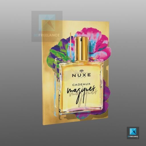 plv parfum - publicité sur le lieu de vente - nuxe - rendu 3D