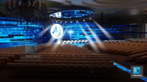 image 3d scénographie de plénière - AI forum