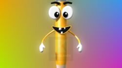 personnage 3d crayon - mascotte cartoon