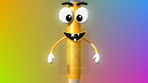 personnage 3d crayon - mascotte cartoon