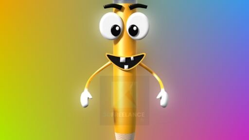 personnage 3d crayon - mascotte cartoon