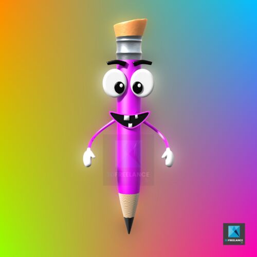 personnage stylo - mascotte 3d