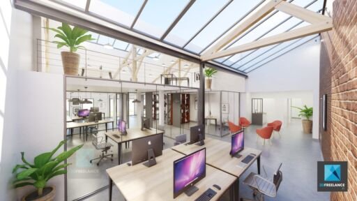 image 3d coworking bureaux perspective freelance