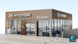 perspective 3d concessionnaire automobile showroom Hyundai