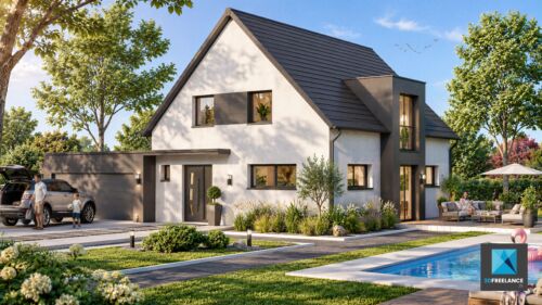 image 3d ia maison moderne