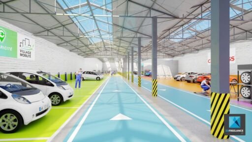 image 3d garage automobile atelier