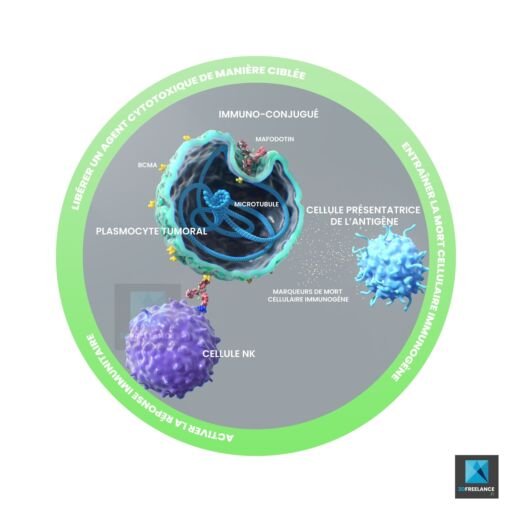 image 3d cellules - illustration médicale oncologie