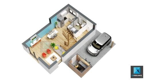 plan 3d maison - infographiste 3d Normandie