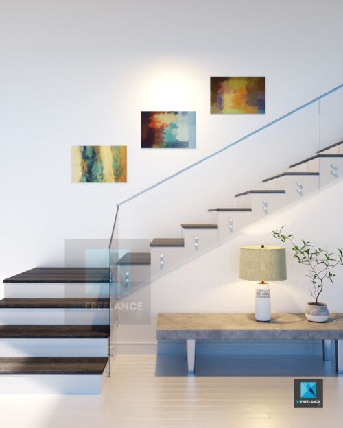 image 3d perspective rendu d'un escalier