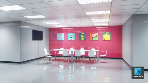 image 3d perspective rendu d'une salle de reunion
