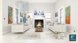 image 3d perspective rendu séjour salon