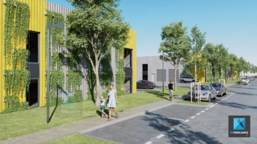 image 3d site industriel - parc d&rsquo;activit&eacute; dessin 3D