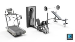 modélisation 3d rendu appareils de fitness - machines de gym