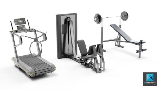 modélisation 3d rendu appareils de fitness - machines de gym