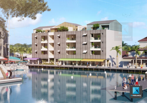 perspective 3d immeuble immobilier Guadeloupe freelance