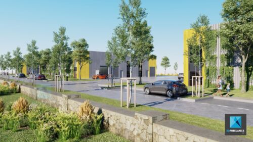 rendu 3d site industriel - parc d&rsquo;activit&eacute; perspective 3D