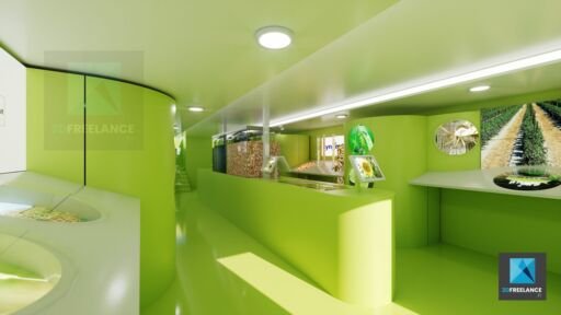 dessin 3d intérieur camion évènementiel Syngenta