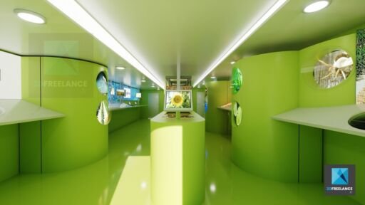 rendu 3d camion évènementiel intérieur Syngenta