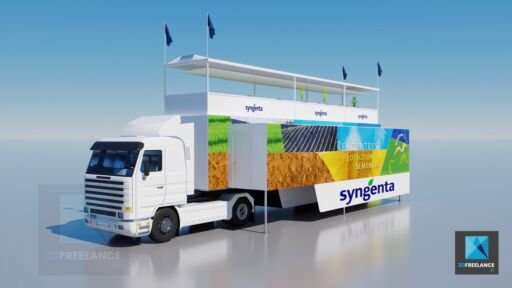 rendu 3d camion pour l’événementiel extérieur - Syngenta