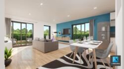 perspective 3d immobilier Normandie - séjour
