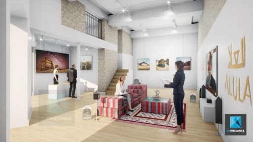 rough image évènementiel événement - conférence de presse - galerie d'art - image 3d rendu