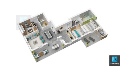 appartement 3d immobilier Rhône-Alpes plan meublé